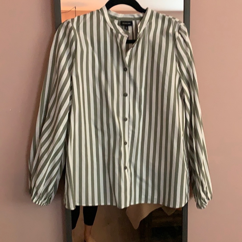 Green and white stripped top